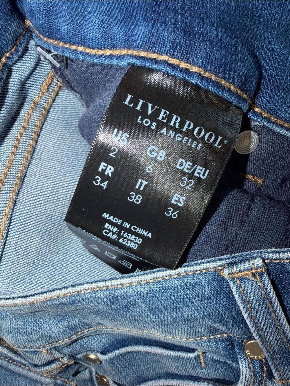 Liverpool Light Blue High-Rise Denim Bermuda Shorts